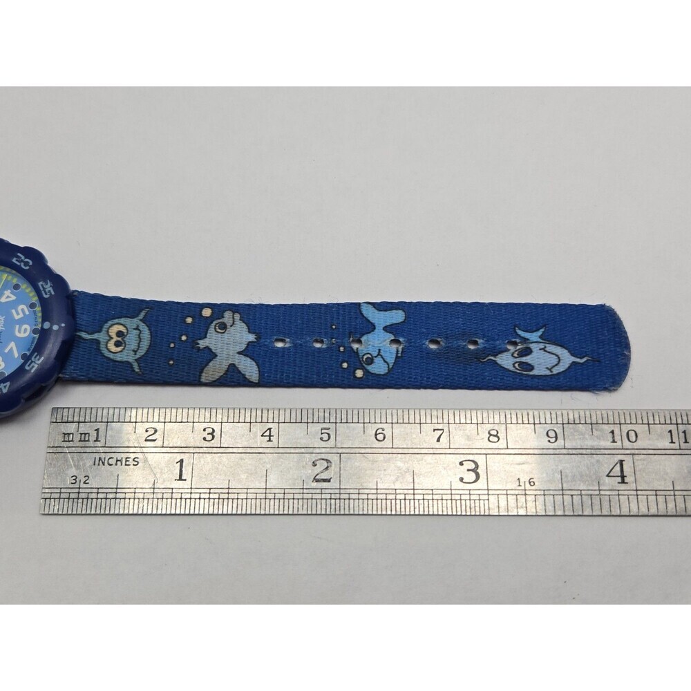 Vintage Flik Flak Swatch Kids Fish Blue Aluminum Watch Swiss Ocean New Battery - Picture 8 of 10